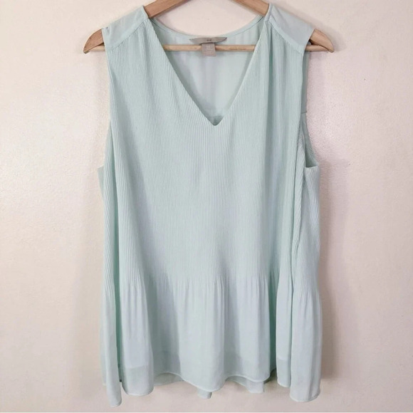 H&M Womens Size Medium  Pleated Chiffon Top Light Turquoise - Picture 3 of 14